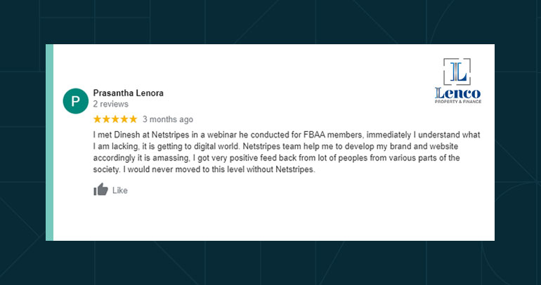 Image showing the Google Review of Prasantha Lenora from Lenco Property & Finance